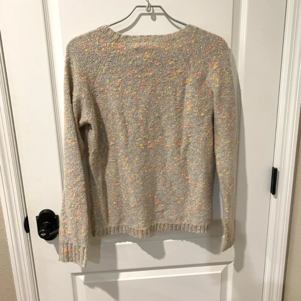 Kensie Pieces Beige Cotton Knit Open Knit Sweater